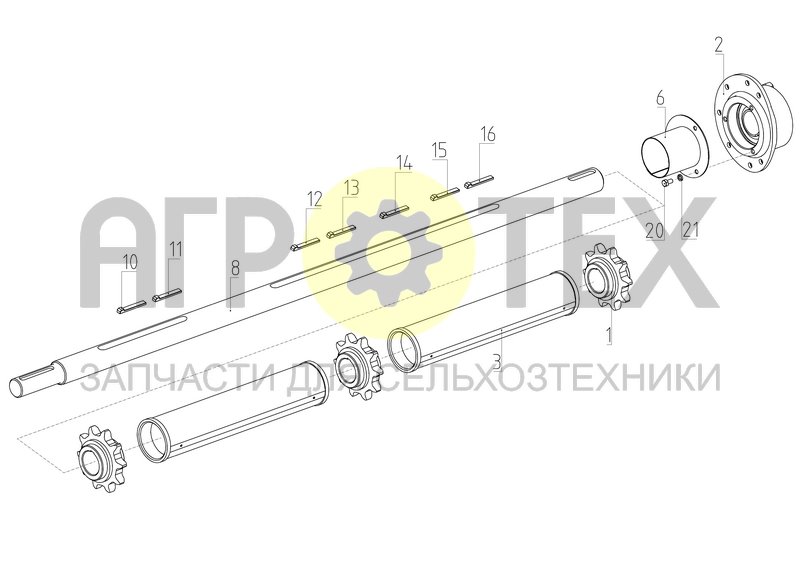 Вал верхний (142.03.00.050-01) (№2 на схеме)